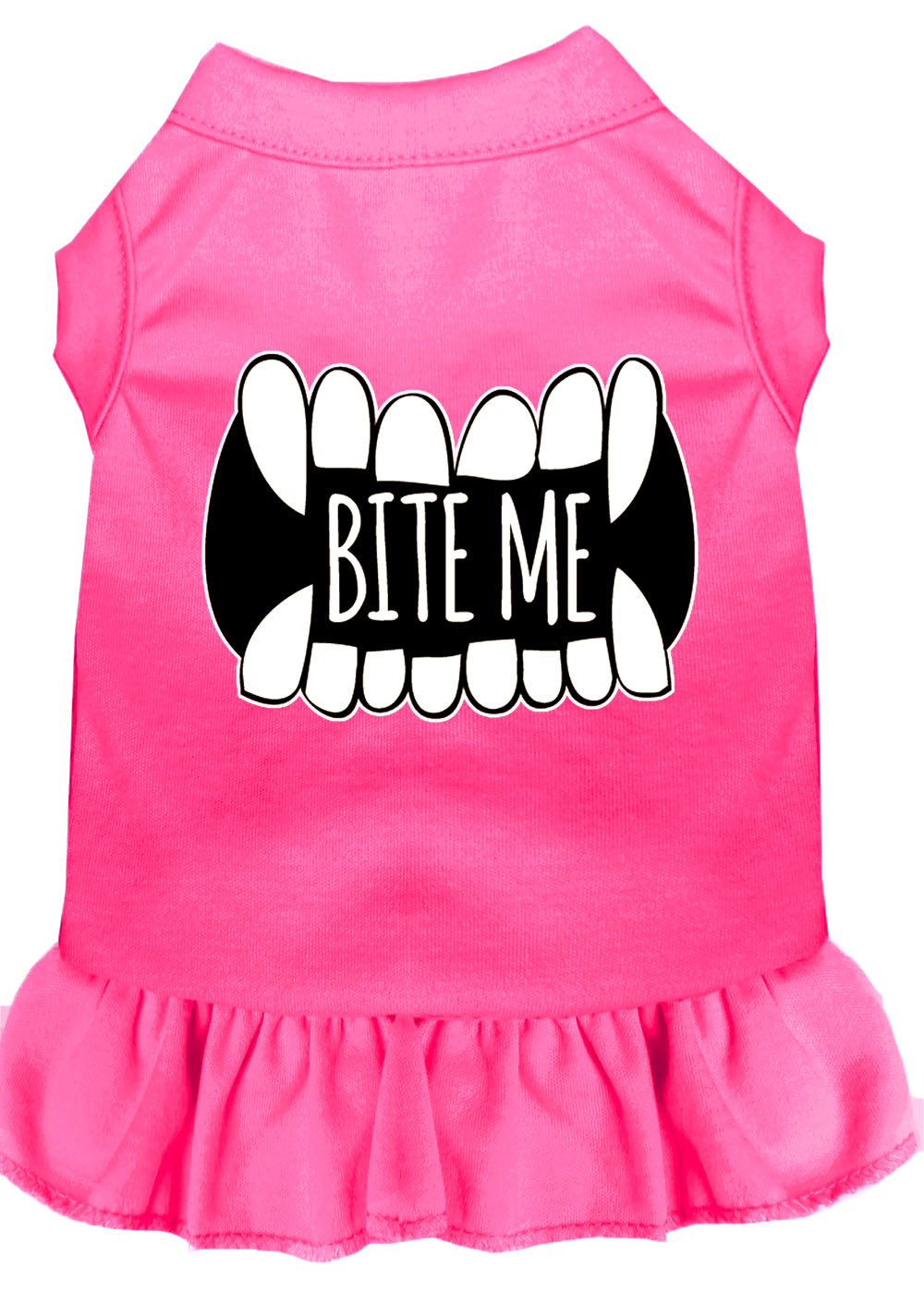 Bite Me Screen Print Dog Dress Bright Pink Lg